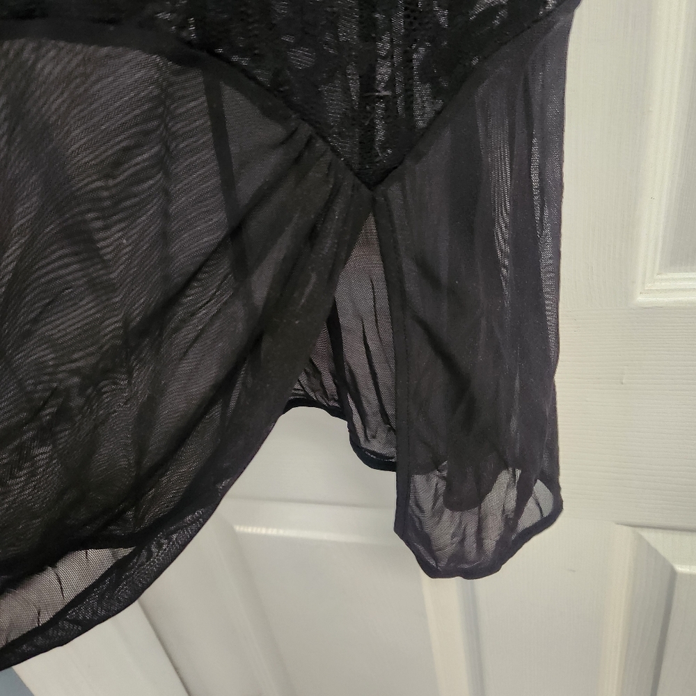 Y2k Victoria's Secret L Black Sheer Lace Mini Dress Nightgown - Picture 4 of 9